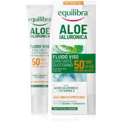 Aloesowy Fluid do twarzy SPF 50+ z hialuronem i witaminą E, Equilibra, 40ml