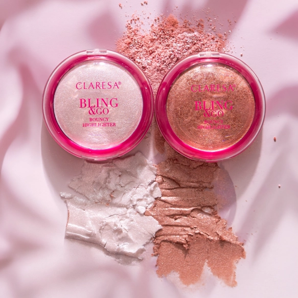 CLARESA Bling &amp; Go Bouncy Highlighter Rozświetlacz w kamieniu 02 Cosmic Gold 8,5 g