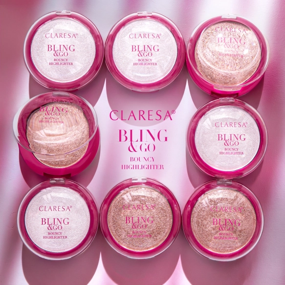 CLARESA Bling &amp; Go Bouncy Highlighter Rozświetlacz w kamieniu 02 Cosmic Gold 8,5 g