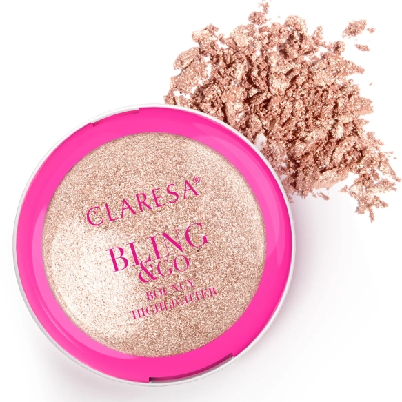 CLARESA Bling &amp; Go Bouncy Highlighter Rozświetlacz w kamieniu 02 Cosmic Gold 8,5 g