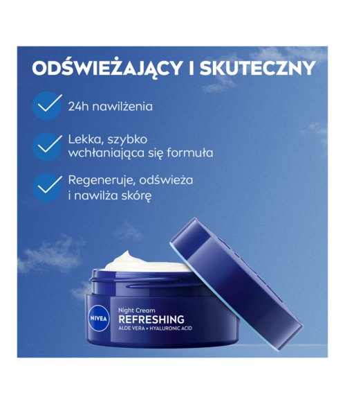 NIVEA Krem nawilżający 24h nawilżenia + regeneracja na noc cera normalna i mieszana 50 ml