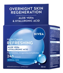 NIVEA Krem nawilżający 24h nawilżenia + regeneracja na noc cera normalna i mieszana 50 ml
