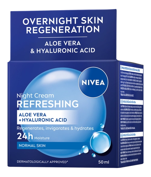 NIVEA Krem nawilżający 24h nawilżenia + regeneracja na noc cera normalna i mieszana 50 ml