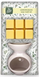 Lemongrass Ceramic Oil Burner + Wax, Pan Aroma