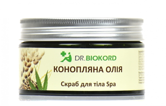Конопляний цукровий скраб для тіла , Dr.Biokord, 100% натуральний, 250 мл