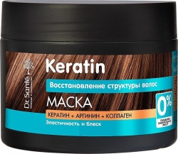 Маска Кератин для тусклых и ломких волос, Dr.Sante Keratin, 300мл