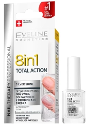 Eveline Nail Therapy Nail Conditioner 8in1 Total Action Silver Shine
