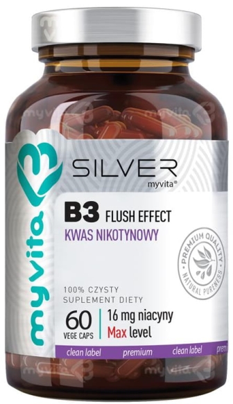 Witamina B3 16 mg (Kwas Nikotynowy) SILVER PURE 100% Myvita 60 kapsułek