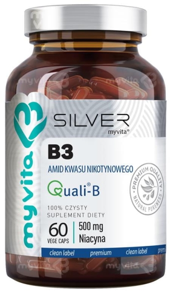 Witamina B3 500 mg (Amid) SILVER PURE 100%, Myvita 60 kapsułek