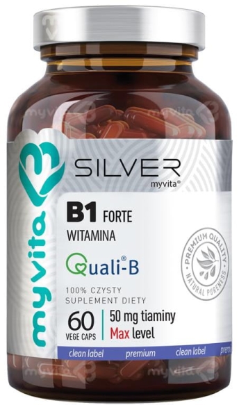 Witamina B1 Forte (50 mg Tiaminy) SILVER PURE 100%, Myvita 60 kapsułek