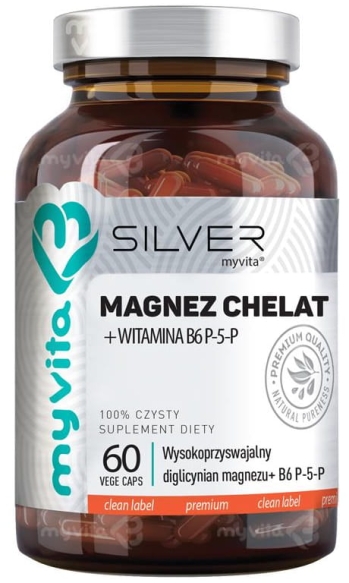 Magnez Chelat + B6 P-5-P, MyVita SILVER PURE, Kapsułki 60 kapsułek