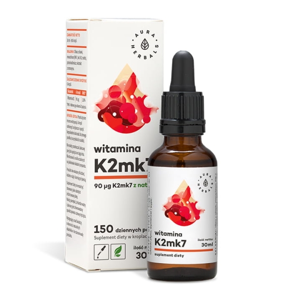 Witamina K2mk7 90mg Krople, Aura Herbals, 30ml - KRÓTKA DATA