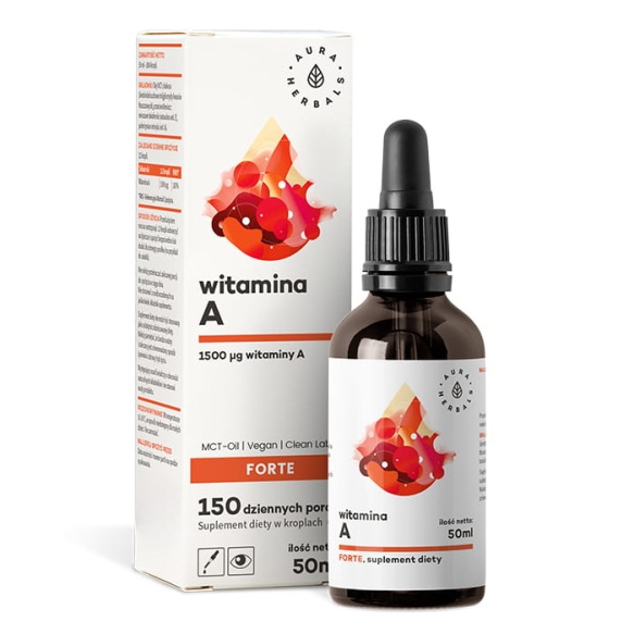 Witamina A Forte MCT-Oil, 1500mg, Aura Herbals, 50ml