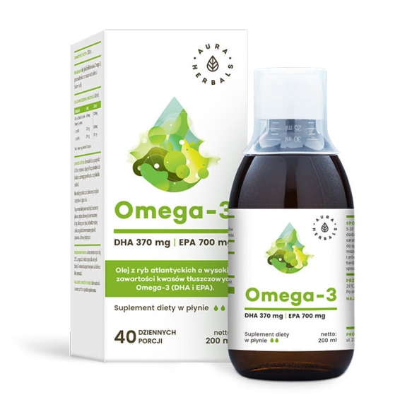 Omega-3 (370 DHA / 700 EPA), Aura Herbals, 200 ml