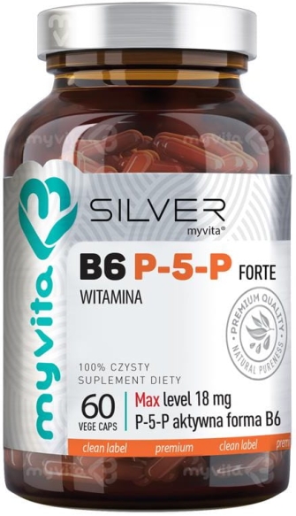 Witamina B6 P-5-P FORTE SILVER PURE 100 %, Myvita 60 kapsułek