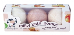 Dairy Fun Musujące kule do kąpieli - mleko i miód, karmelowe jabłko i brzoskwinie  3 x 100 g
