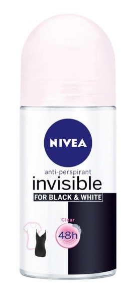 Nivea Black&amp;White Invisible Clear Antyperspirant roll-on damski, 50ml
