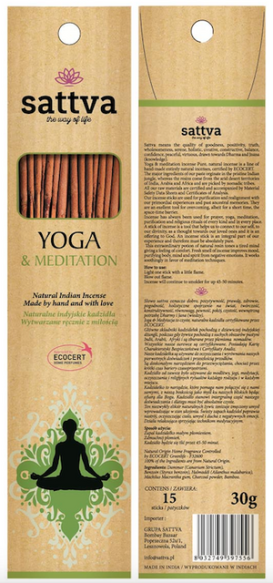 Kadzidełka Naturalne Yoga &amp; Meditation Sattva Incense, 30g