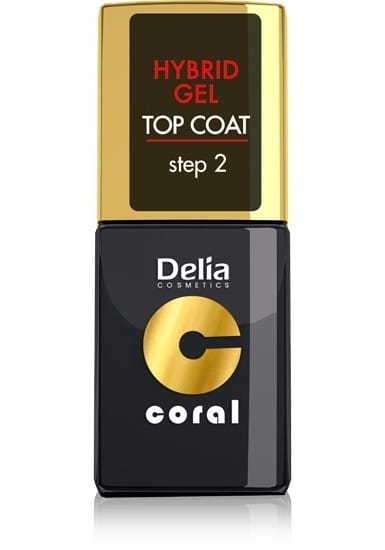 Delia Cosmetics Coral Hybrid Gel Emalia do paznokci Top Coat  11ml