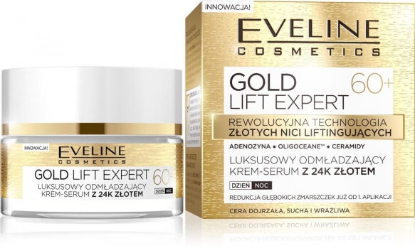 Eveline Gold Lift Expert 60+ Krem-serum odmładzający na dzień i noc  50ml