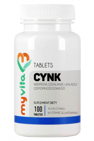 Cynk (Glukonian Cynku) 15 mg, MyVita 100 tabletek