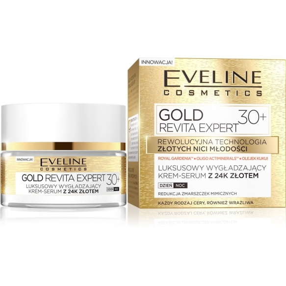 Eveline Gold Revita Expert 30+ Krem-serum wygładzający na dzień i noc  50ml