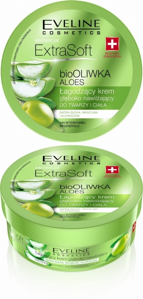 Eveline Extra Soft  bio Oliwka i Aloes Łagodzący krem głęboko nawilżający do twarzy i ciała  175ml