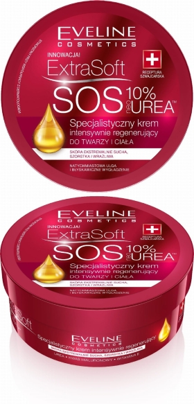 Eveline Extra Soft  SOS 10% Urea Krem intensywnie regenerujący do twarzy i ciała  175ml