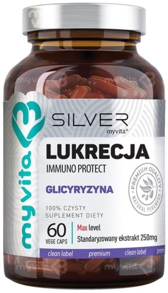 Lukrecja (Glicyryzyna) SILVER PURE 100%, Myvita 60 kapsułek