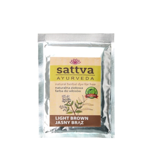Henna Jasny Brąz, Naturalna Ziołowa Farba do Włosów, Sattva, 10g