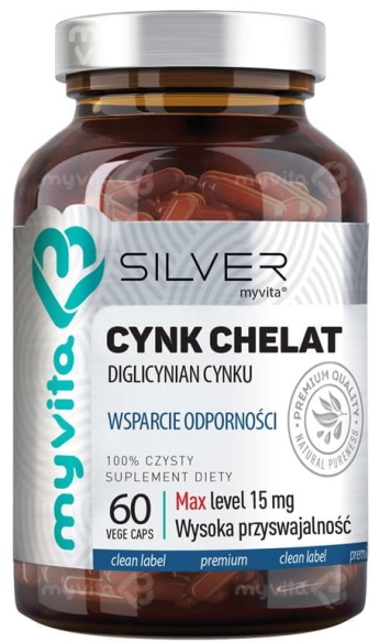 Cynk Chelat SILVER PURE 100%, MyVita 60 kapsułek