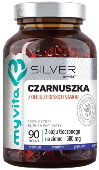 Olej z Czarnuszki 500mg SILVER PURE 100%, Myvita 90 kapsułek