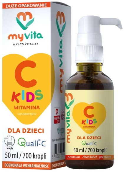 Witamina C Kids dla Dzieci, Quali-C, Krople, MyVita, 50ml