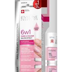 Eveline Nail Therapy Odżywka do paznokci nadająca kolor 6w1 SHIMMER PINK  5ml