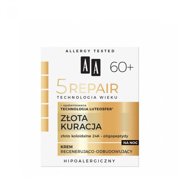 AA Technologia Wieku 5 Repair 60+ Złota Kuracja Krem regenerująco-odbudowujący na noc 50ml