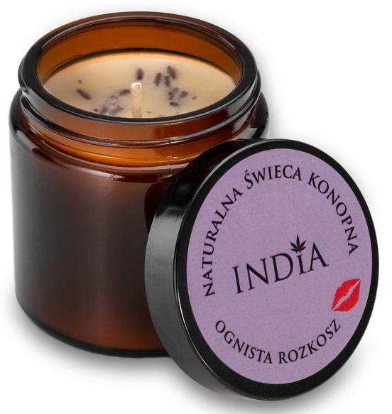 Lawenda, Goździk i Paczuli, Świeca Konopna Ognista Rozkosz, India, 90g