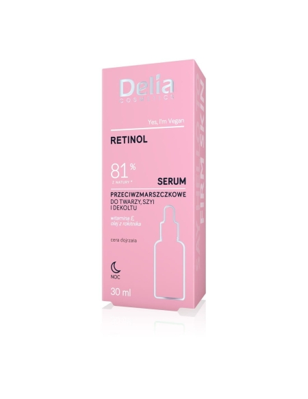 Delia Cosmetics Serum do twarzy, szyi i dekoltu RETINOL 81% Z NATURY DELIA COSMETICS, 30 ml