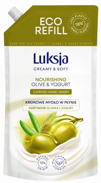 Luksja Creamy &amp; Soft Odżywcze Kremowe Mydło w płynie Oliwka i Jogurt  900ml - zapas