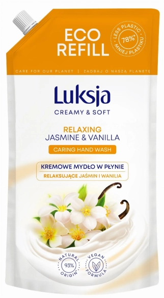Luksja Creamy &amp; Soft Relaksujące Kremowe Mydło w płynie Jaśmin i Wanilia 900ml - zapas