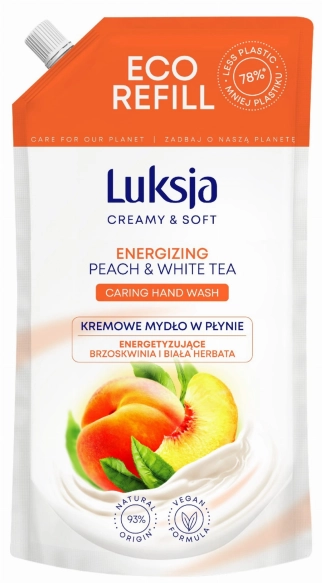 Luksja Creamy &amp; Soft Energizujące Kremowe Mydło w płynie Brzoskwinia i Biała Herbata 900ml - zapas