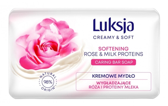 Luksja Creamy &amp; Soft Wygładzające Kremowe Mydło w kostce Róża &amp; Proteiny Mleka 90g