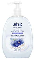 Luksja Creamy & Soft Nawilżające Kremowe Mydło w płynie Len i Mleczko Ryżowe 500ml