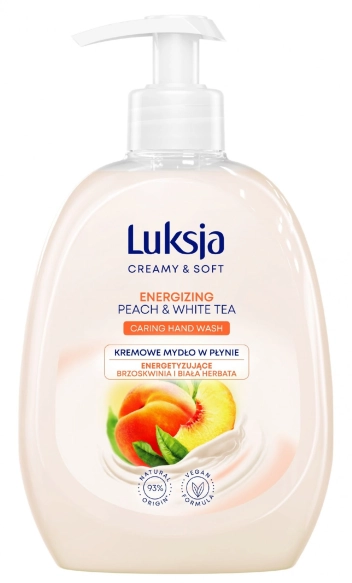 Luksja Creamy &amp; Soft Energizujące Kremowe Mydło w płynie Brzoskwinia i Biała Herbata 500ml