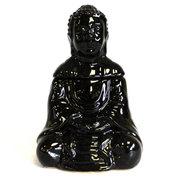 Kominek Zapachowy Ceramiczny Siedzący Budda, Czarny