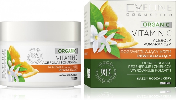 Eveline Organic Vitamin C Rozświetlający Krem rewitalizujący na dzień i noc - każdy rodzaj cery 50ml