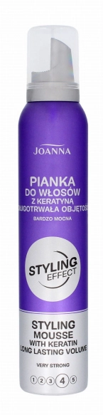 Joanna Styling Effect Pianka do włosów z keratyną Długotrwała Objętość - bardzo mocna 150ml