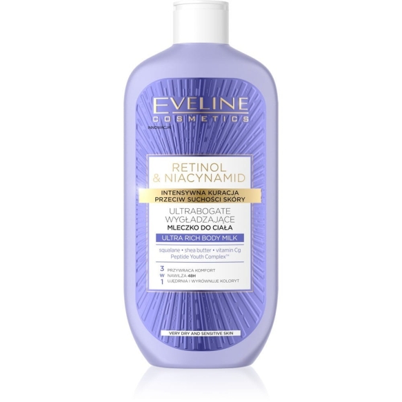 EVELINE Retinol &amp; Niacynamid Ultrabogate Wygładzające Mleczko do ciała 3w1  350ml