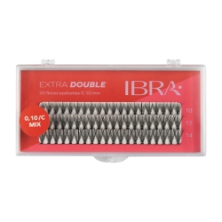 IBRA Kępki rzęs EXTRA DOUBLE skręt C-0.10 - Mix (8,10 i 12mm) 1op.