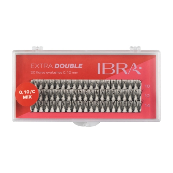 IBRA Kępki rzęs EXTRA DOUBLE skręt C-0.10 - Mix (8,10 i 12mm) 1op.
