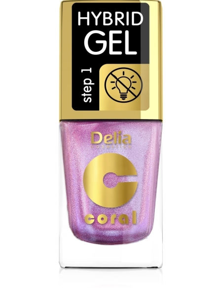 DELIA COSMETICS Coral Hybrid Gel Lakier hybrydowy do paznokci nr 105 - multirefleks (bez lampy) 11ml